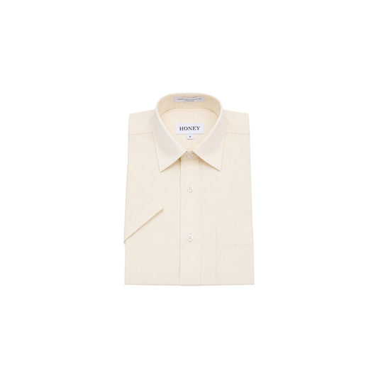 HONEY Boys' Regular Fit Ivory Short Sleeve Dress Shirt
