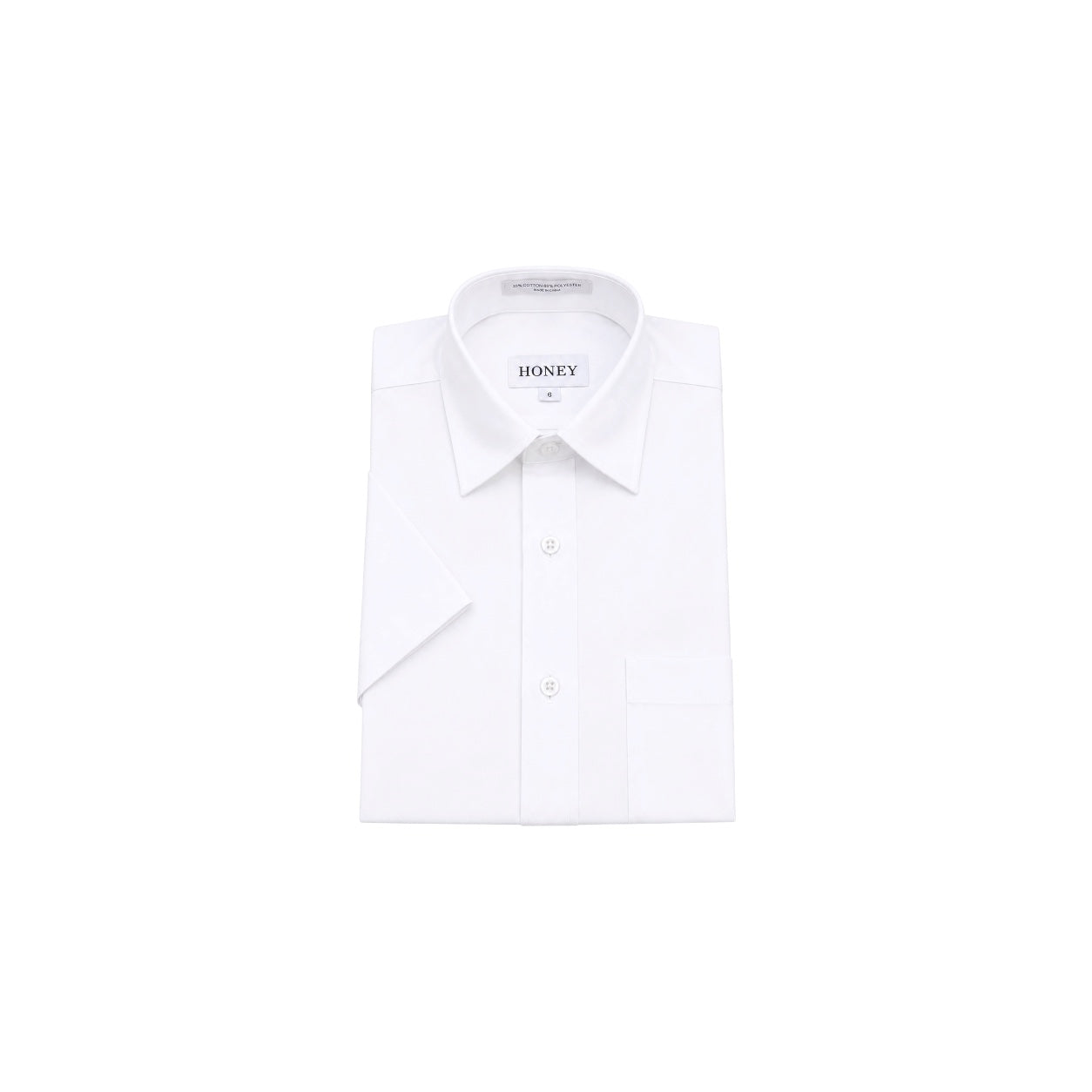 HONEY Boys' Regular Fit White Short Sleeve Dress Shirt