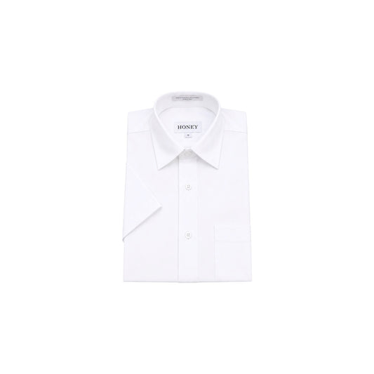 HONEY Boys' Regular Fit White Short Sleeve Dress Shirt