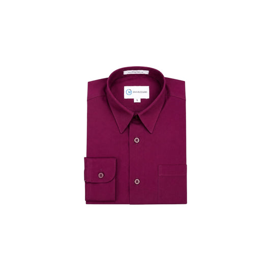 Mavezzano Slim-Fit Dark Berry Long Sleeve Dress Shirt