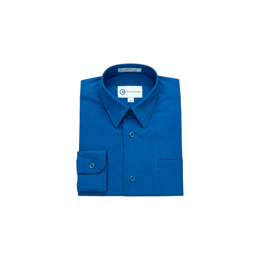 Mavezzano Slim-Fit Teal Long Sleeve Dress Shirt