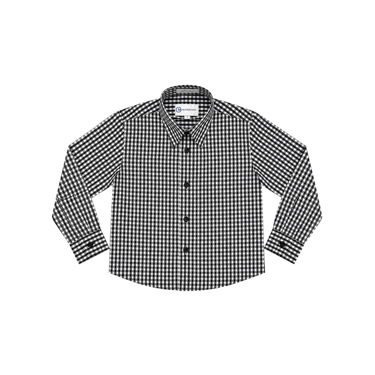 Mavezzano Regular Fit Black & White Check Boys' Dress Shirt