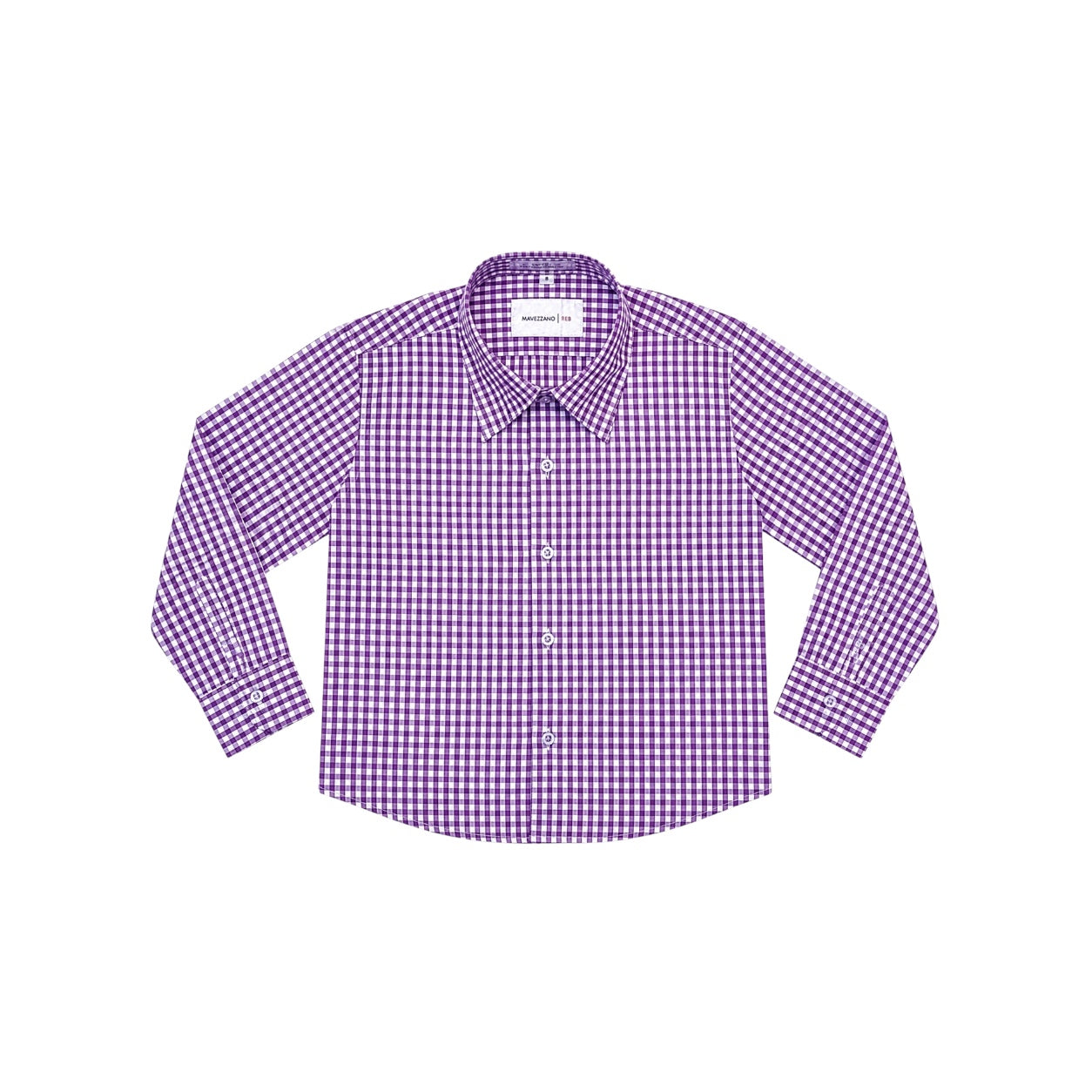 Mavezzano Regular Fit Purple & White Check Boys' Dress Shirt (Size 8)