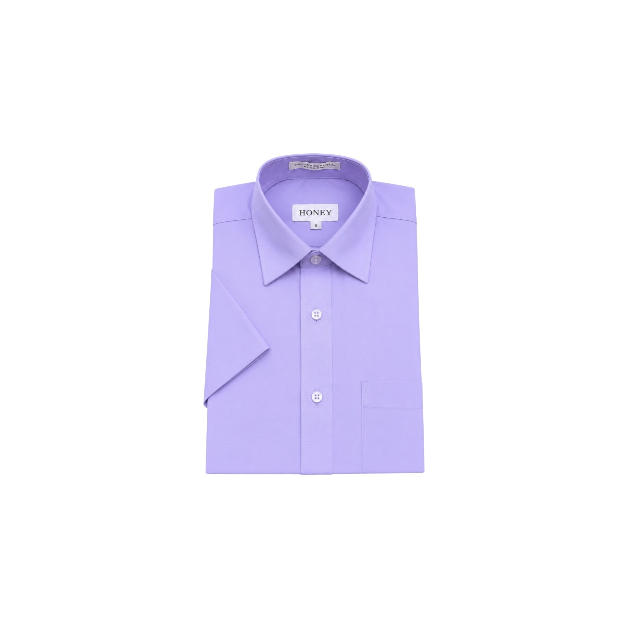 HONEY Boys' Regular Fit Lavender Short Sleeve Dress Shirt