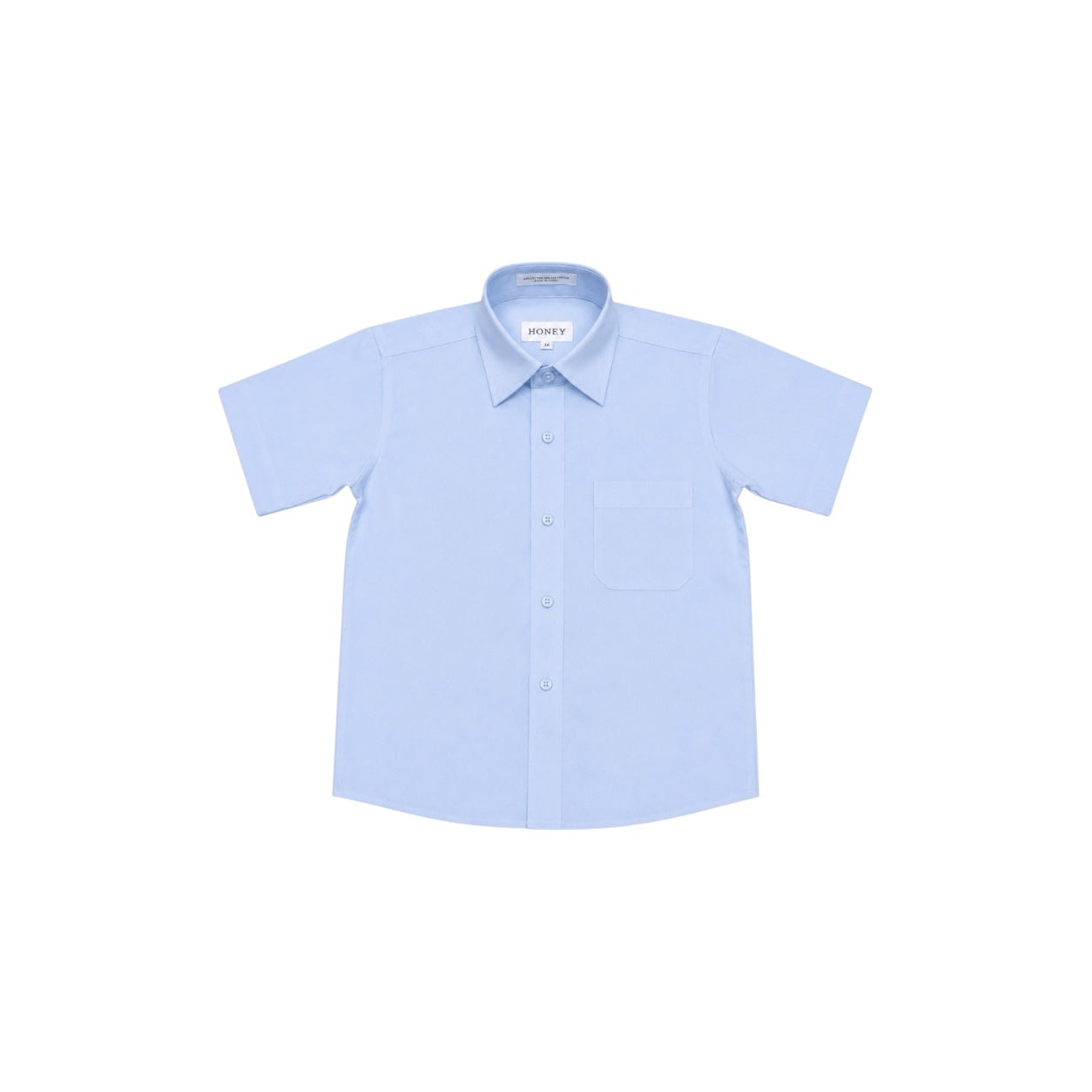 HONEY Boys' Regular Fit Light Blue Short Sleeve Dress Shirt