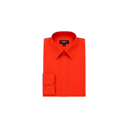 Ernesto Italy Fire Engine Red Modern Fit Dress Shirt