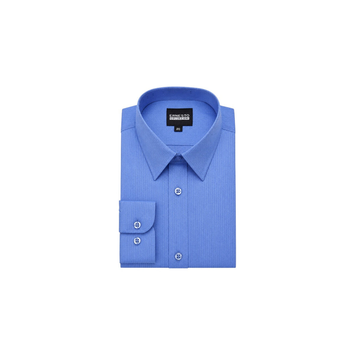 Ernesto French Blue Textured Modern Fit Long Sleeve Dress Shirt
