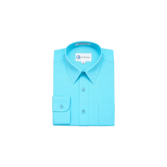 Mavezzano Slim-Fit Columbia Blue Long Sleeve Dress Shirt