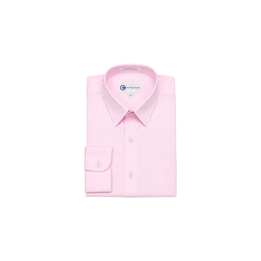 Mavezzano Modern Slim-Fit Soft Pink Sateen Stretch Dress Shirt (Size 10)
