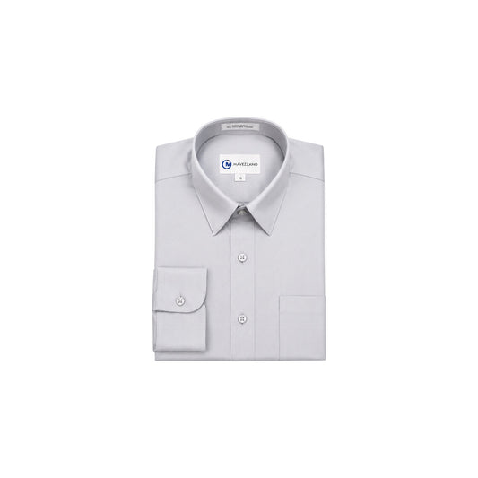 Mavezzano Modern Slim-Fit Silver Sateen Stretch Dress Shirt