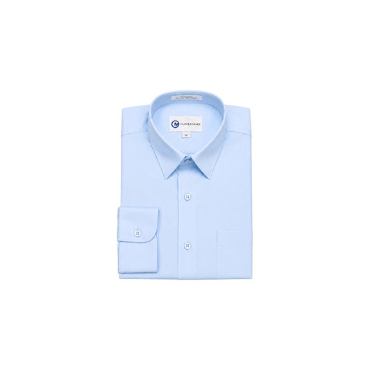 Mavezzano Modern Slim-Fit Light Blue Sateen Stretch Dress Shirt