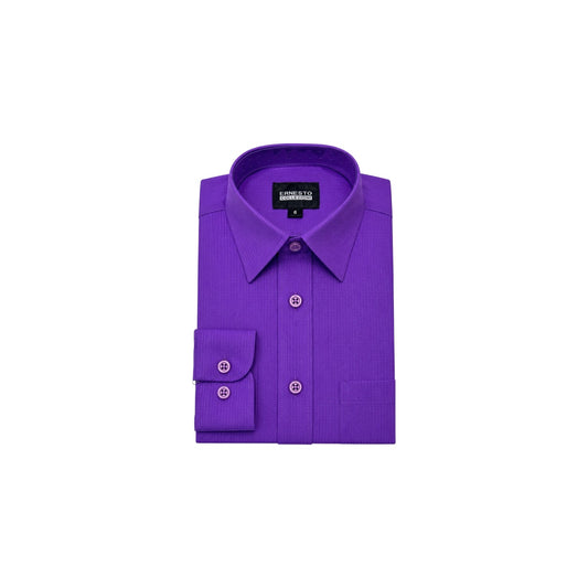 Ernesto Purple Textured Modern Fit Long Sleeve Dress Shirt (Size 6)