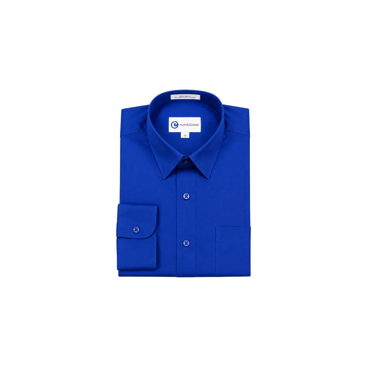 Mavezzano Modern Slim-Fit Royal Blue Sateen Stretch Dress Shirt