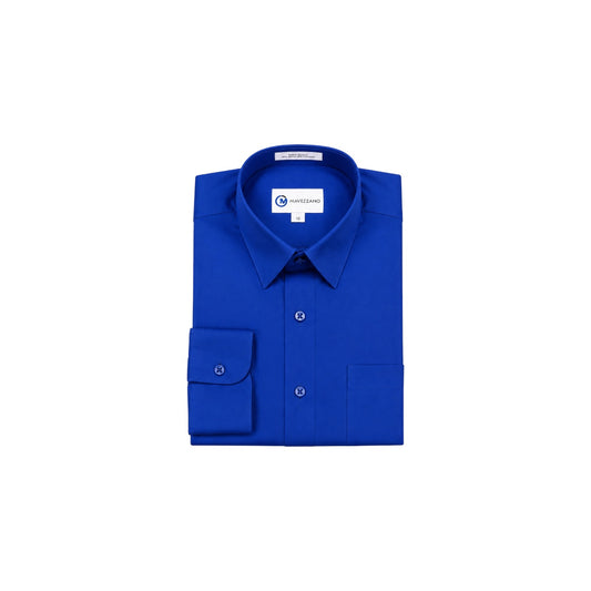 Mavezzano Modern Slim-Fit Royal Blue Sateen Stretch Dress Shirt