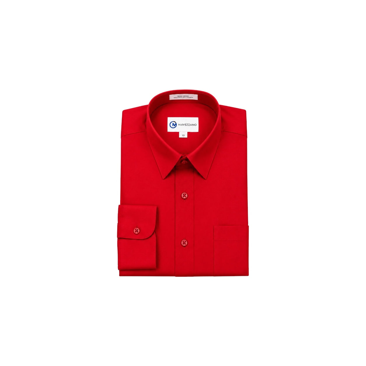 Mavezzano Modern Slim-Fit Red Sateen Stretch Dress Shirt