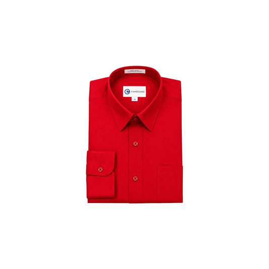 Mavezzano Modern Slim-Fit Red Sateen Stretch Dress Shirt
