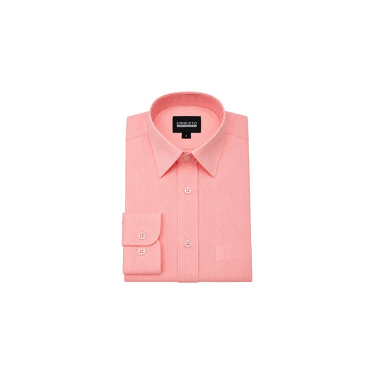 Ernesto Coral Pink Textured Modern Fit Long Sleeve Dress Shirt (Size 2)