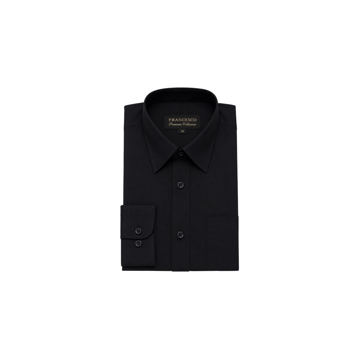 Francisco Premium Collerioni Modern-Fit Black Long Sleeve Dress Shirt (Size 7)