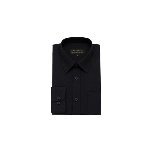 Francisco Premium Collerioni Modern-Fit Black Long Sleeve Dress Shirt (Size 7)
