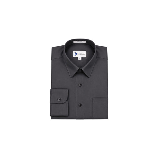 Mavezzano Modern Slim-Fit Charcoal Sateen Stretch Dress Shirt
