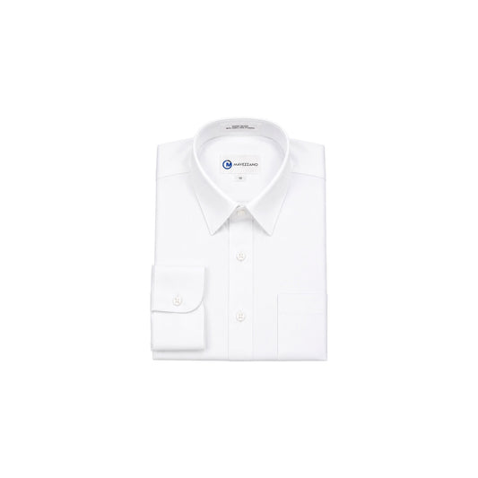 Mavezzano Modern Slim-Fit White Sateen Stretch Dress Shirt
