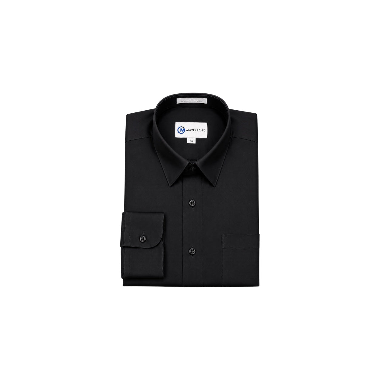Mavezzano Modern Slim-Fit Black Sateen Stretch Dress Shirt