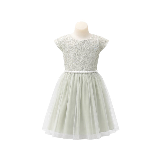 Jolene Sage Green Sequin Lace & Tulle Dress with Pearl Waist
