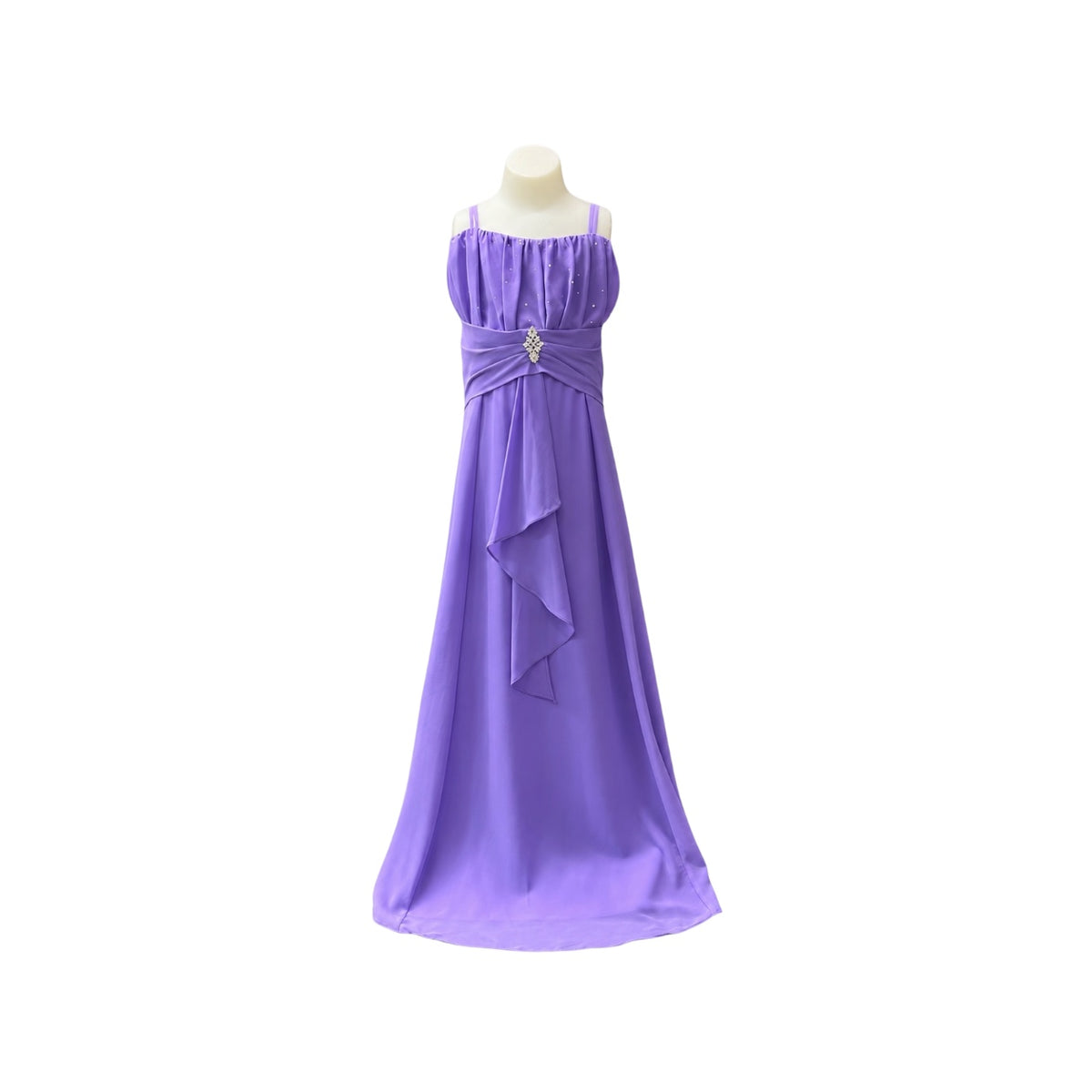 Fancy Kids Lilac Rhinestone Chiffon Gown with Matching Shawl