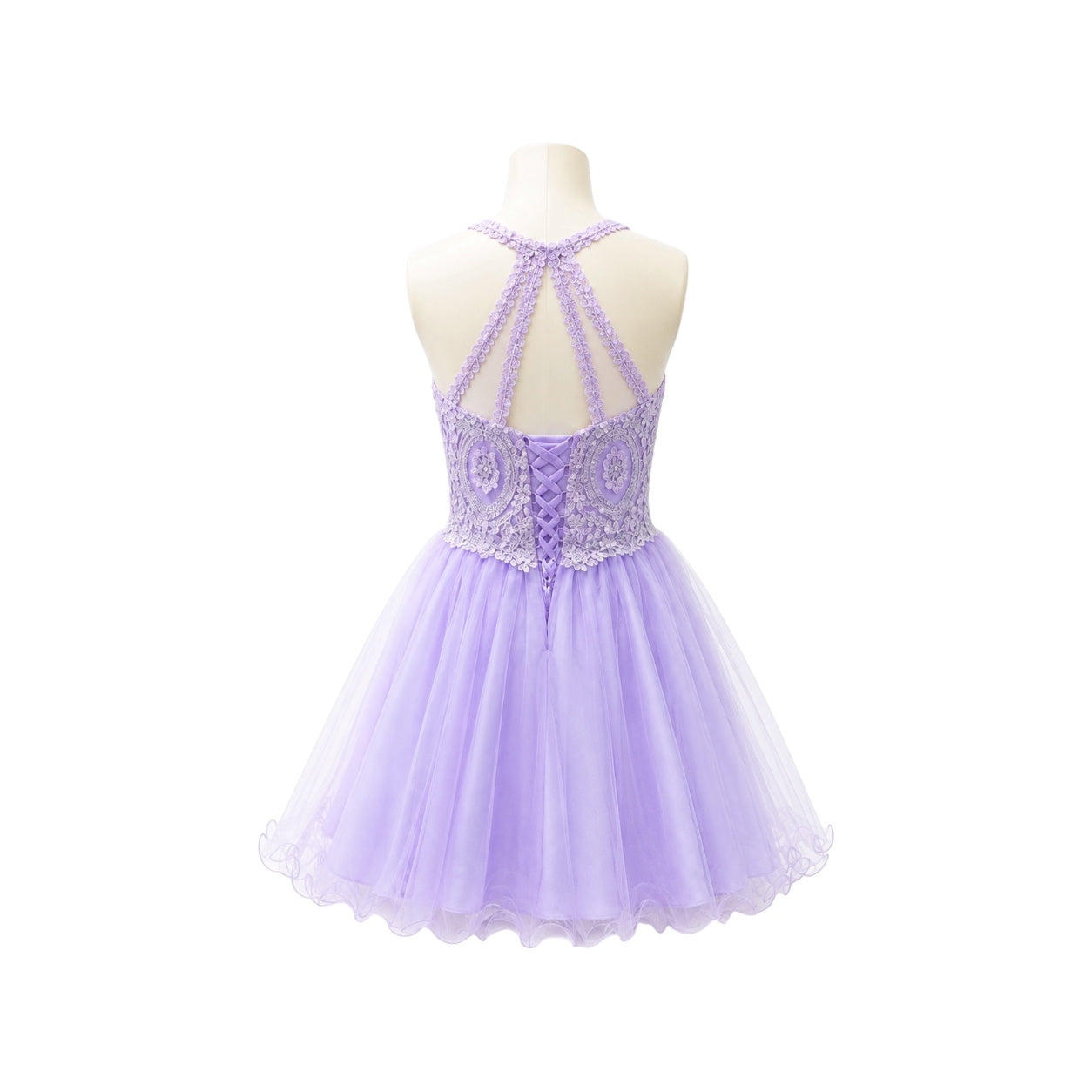 Lavender Illusion Lace Appliqué Jr. Dress with Tulle Skirt (Large)
