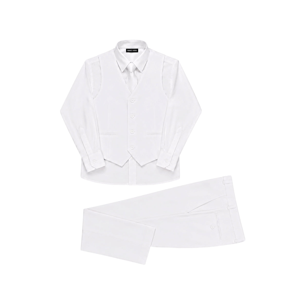 Fancy Kids Boys White 4-Piece Formal Vest Set