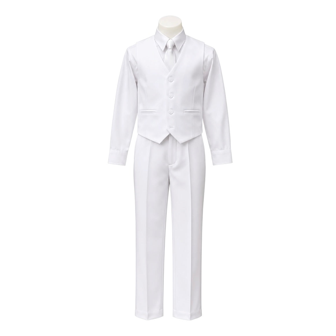 Fancy Kids Boys White 4-Piece Formal Vest Set