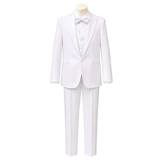 Kids Mode White Paisley 5-Piece Boys Tuxedo