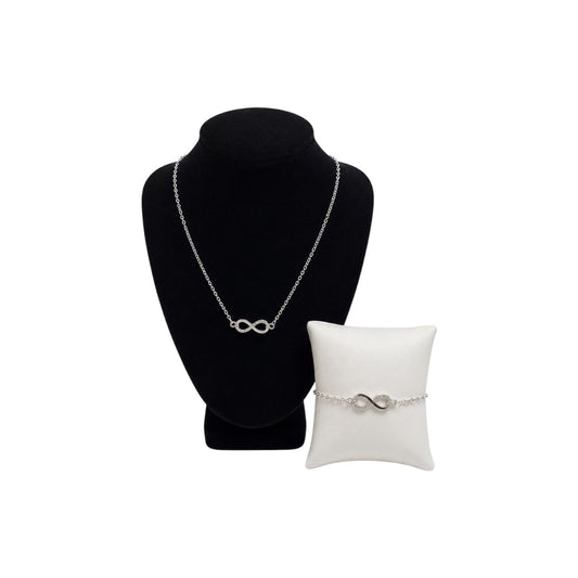Silver Rhinestone Infinity Necklace & Bracelet Set