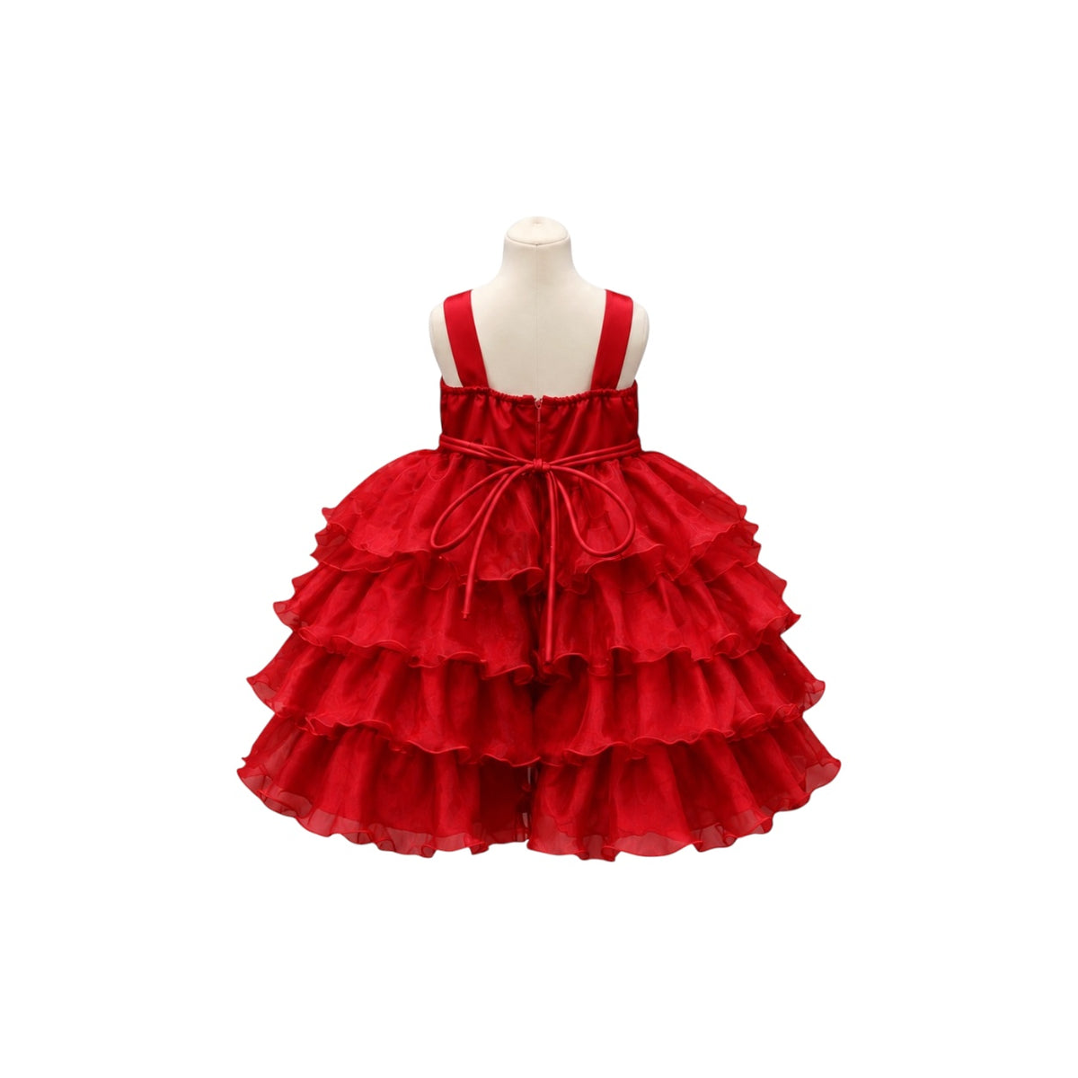 Fancy Kids Red Tiered Organza Baby Girl Dress with Bolero