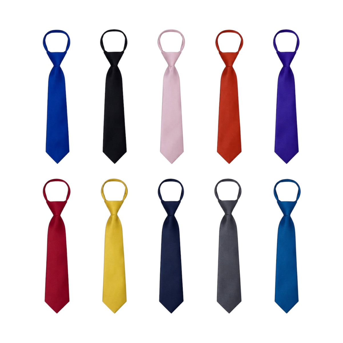 Mavezzano Boys’ Solid Satin Zipper Tie