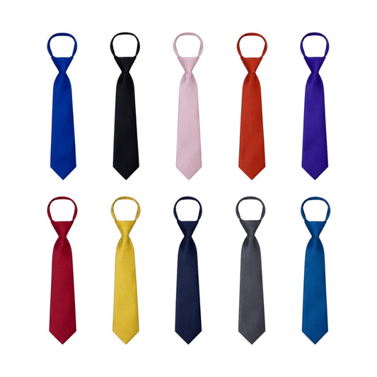 Mavezzano Boys’ Solid Satin Zipper Tie
