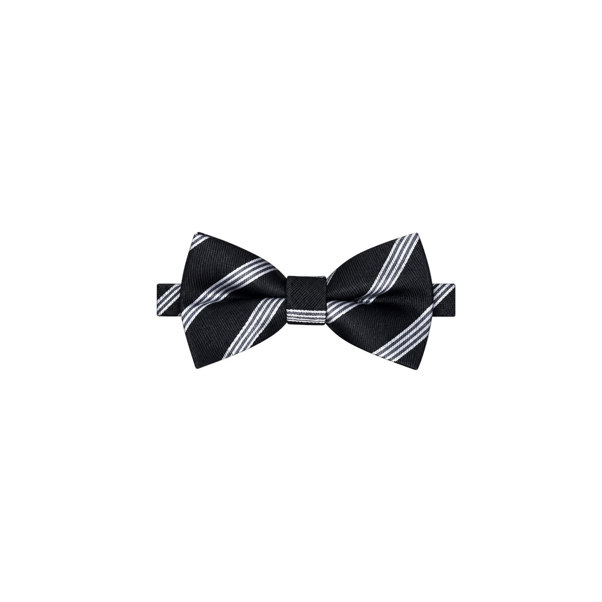 Boys’ Black & White Striped Bow Tie