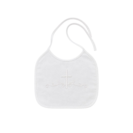 White Cotton Bib with Embroidered Cross