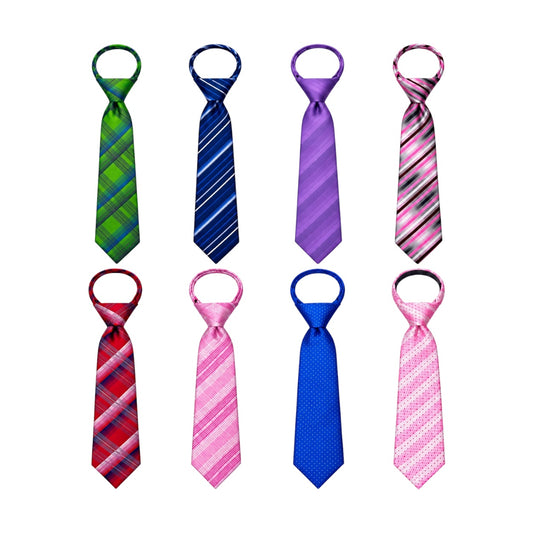Mavezzano Boys’ & Teens’ Patterned Zipper Tie – 14" & 17"