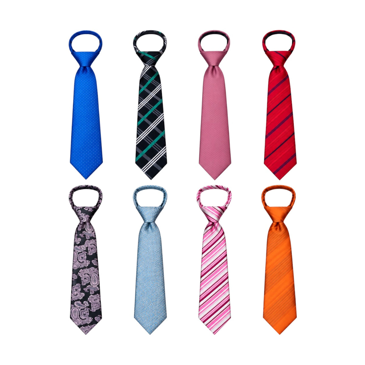 Mavezzano Boys’ & Teens’ Patterned Zipper Tie – 14" & 17"