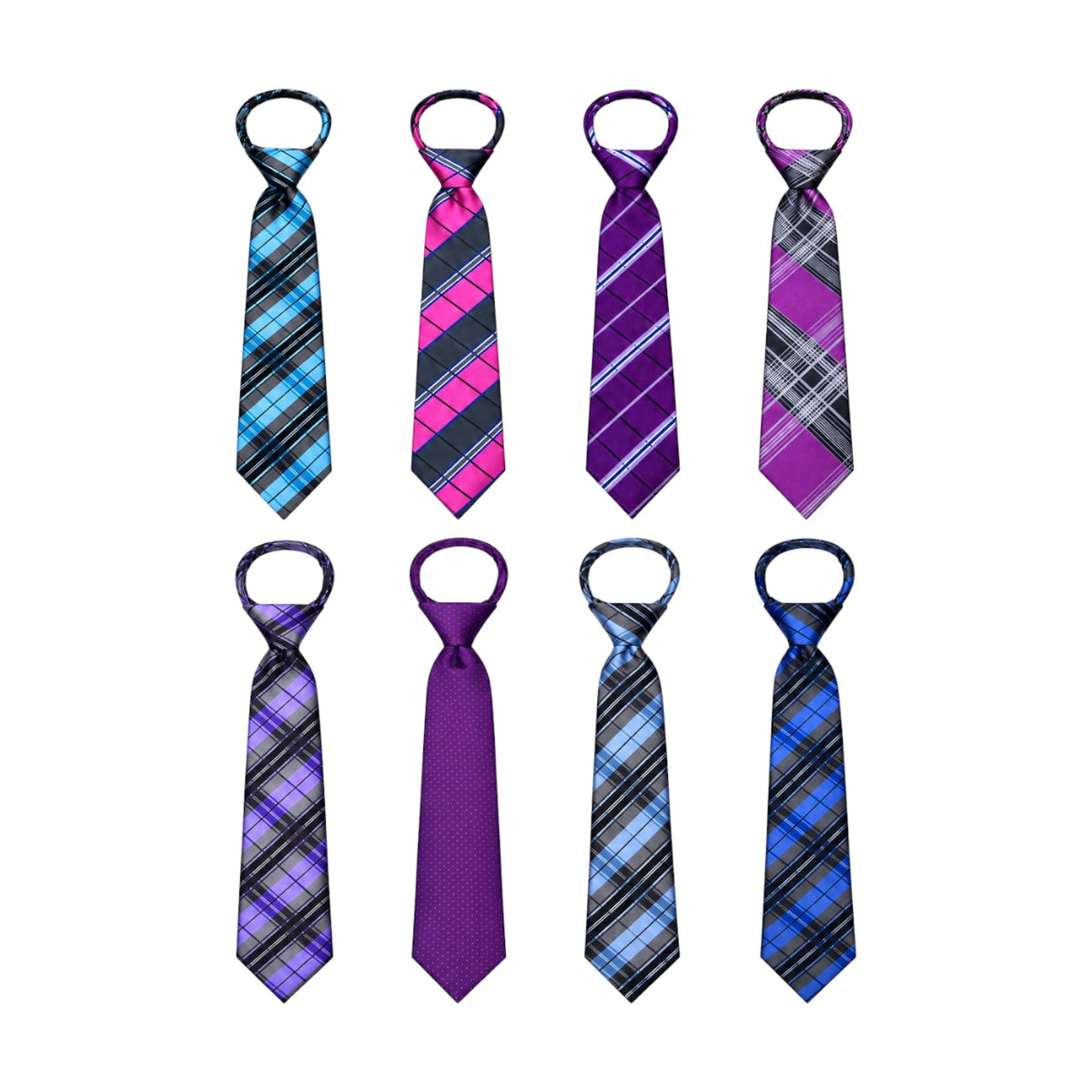 Mavezzano Boys’ & Teens’ Patterned Zipper Tie – 14" & 17"