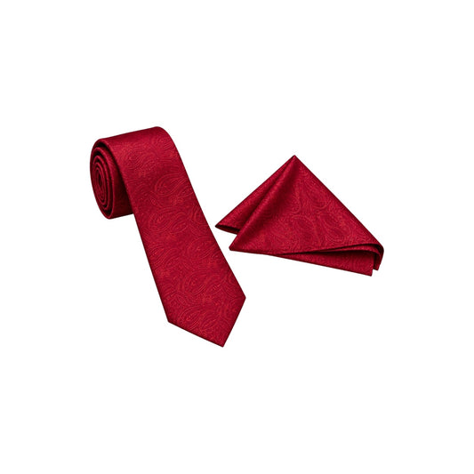 Paulo Sarto Men’s Red Paisley Necktie & Pocket Square Set