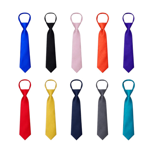 Mavezzano Boys’ Solid Satin Zipper Tie