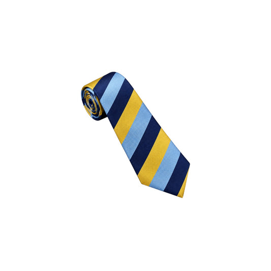 Paulo Sarto Men's Navy, Light Blue & Gold Striped Necktie