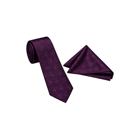 Purple Label Grape Paisley Men’s Necktie & Pocket Square Set