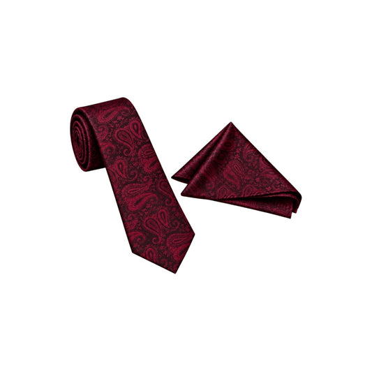 Purple Label Men’s Burgundy Paisley Necktie & Pocket Square Set