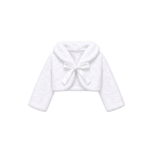 Sweet Kids x Jolene Girls’ Luxe Soft Faux Fur Bolero with Satin Tie