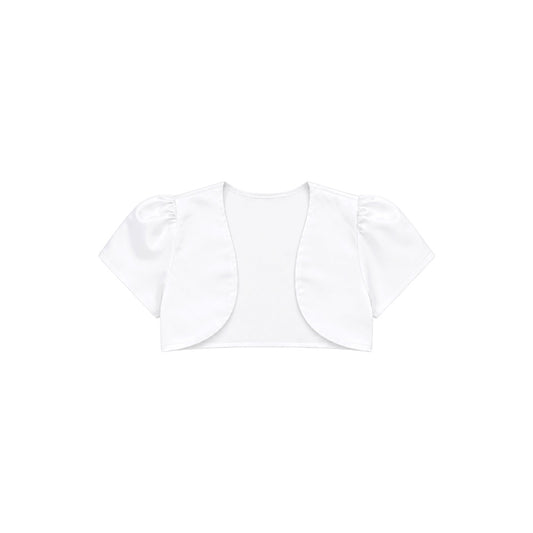 Toddler Girls’ White Short Sleeve Satin Bolero (Size 3)