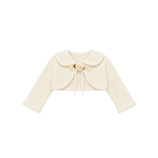 Kids Dream Girls’ Ivory Fleece Bolero with Removable Flower