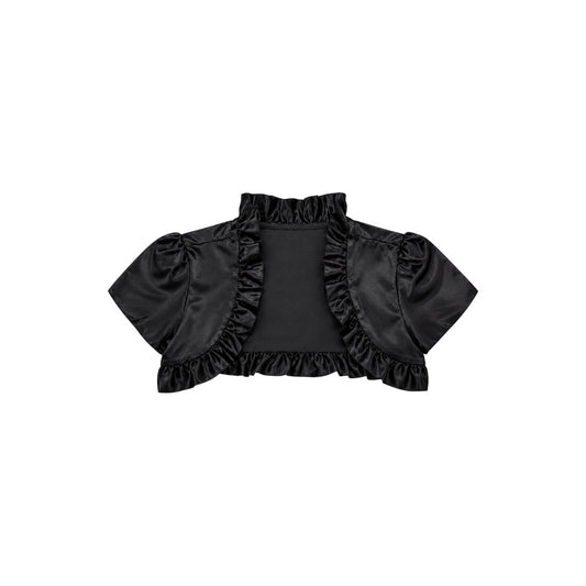 Girls’ Black Satin Ruffle Trim Bolero